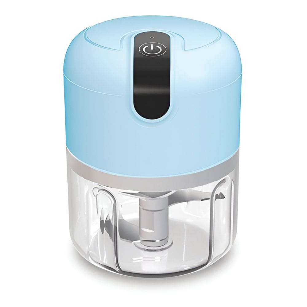Processador Portátil de Alimentos Azul 280ml USB Tritura Alho e Pimenta com 3 Lâminas Bivolt