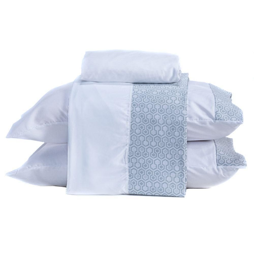 Jogo De Cama Queen 04 Peças 400 Fios Cor Branco