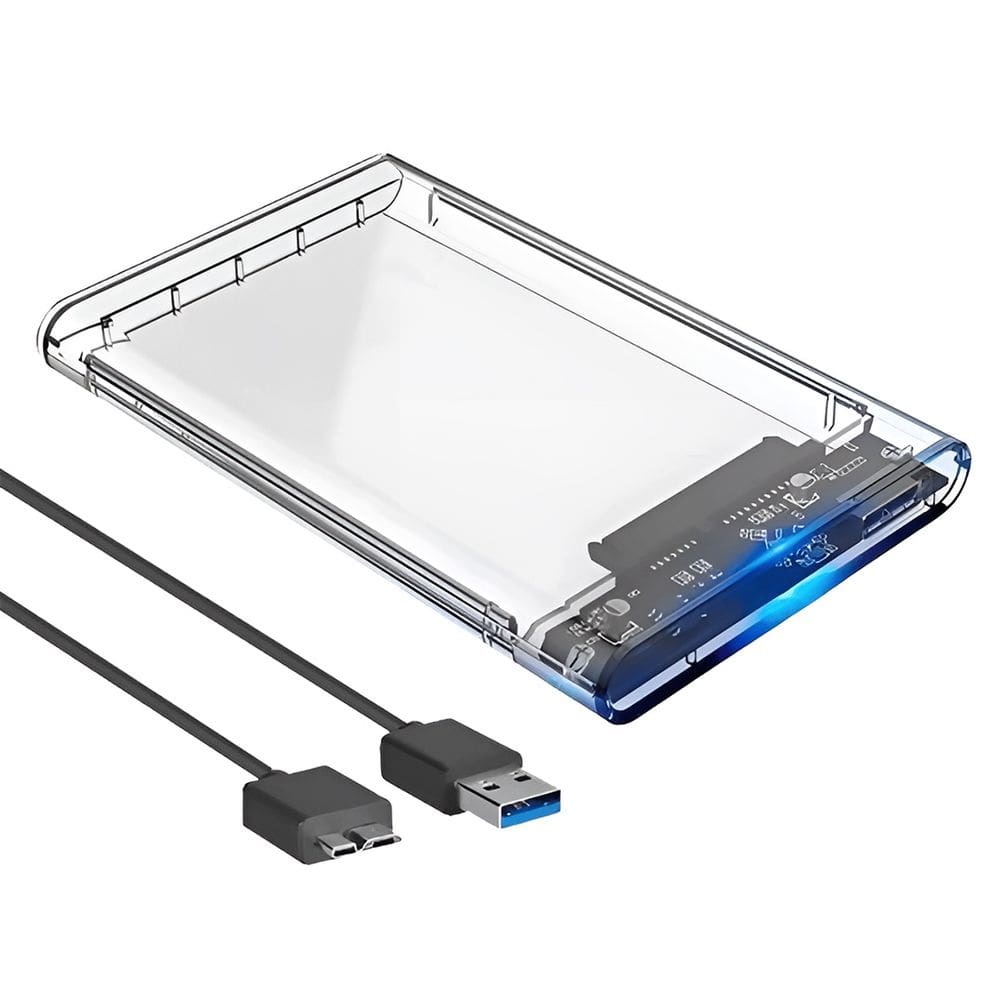 Case para HD 2.5" Transparente USB 3.0 Sata Compatível com PC Notebook e Vídeo Game