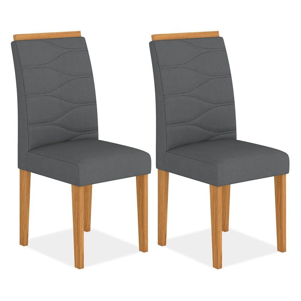 Kit 2 Cadeiras Estofadas Vitória Cinamomo/cinza - Móveis Arapongas