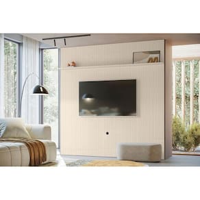 Estante Piso-Teto New Guaporé para TV de até 75 polegadas - Off White - Madetec