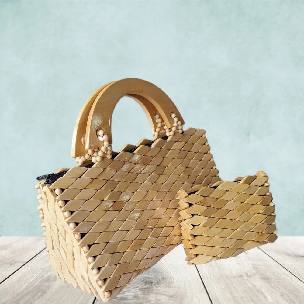 Kit Bolsa Tipo Baú Marfim + Bolsa Porta-moedas Marfim