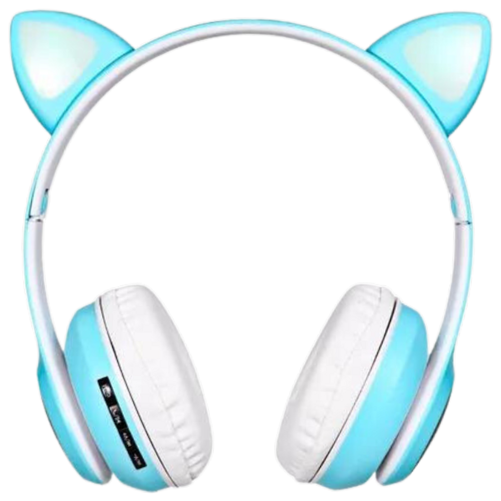 Fone Bluetooth Orelha De Gato Led Colorido AZUL