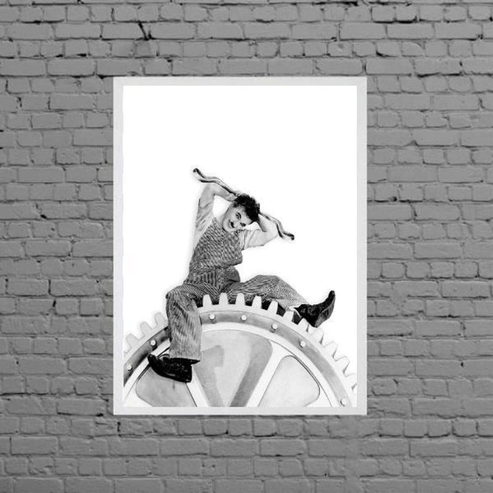 Quadro Charlie Chaplin Tempos Modernos 45X34Cm - Com Vidro
