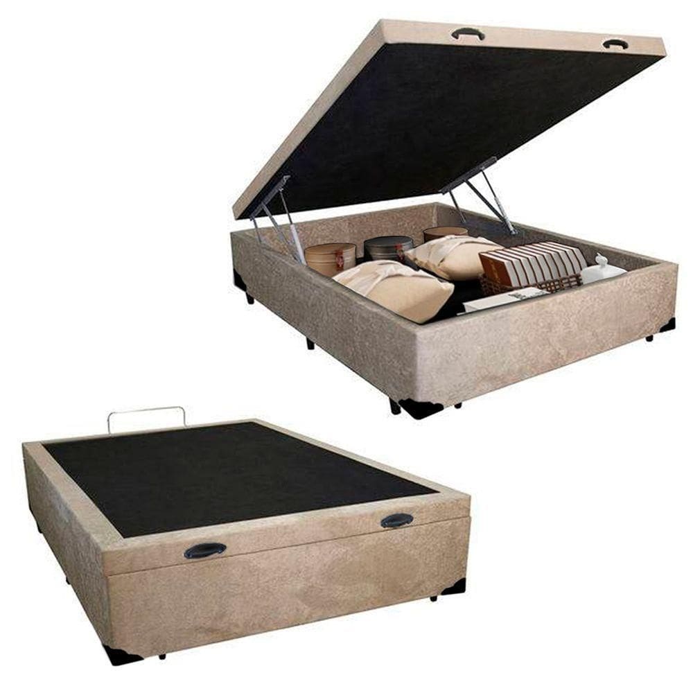 Cama Box Baú Casal Suede Serene Bege 138x188x44