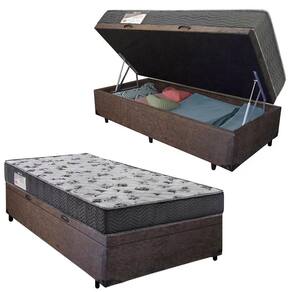 Cama Box Baú Solteiro Suede + Colchão De Espuma D33 - Serene - 88cm Marrom