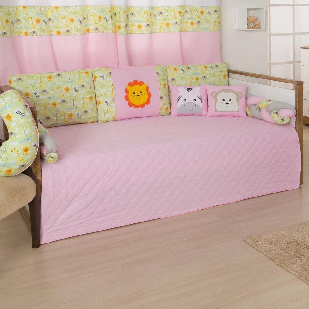 Kit Bicama Quarto Bebê 8 Peças Savana Rosa