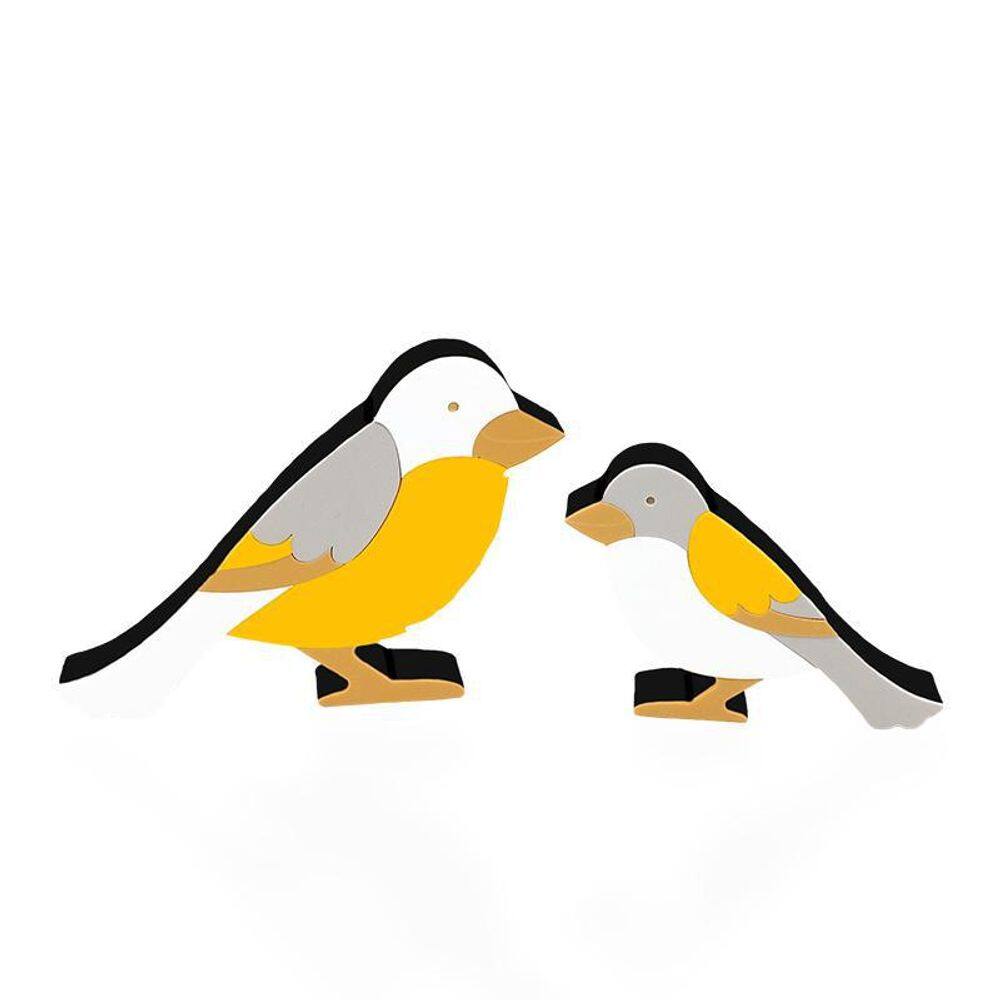Passarinhos em MDF Decoryou - Ref 314 Amarelo - 2 Peças