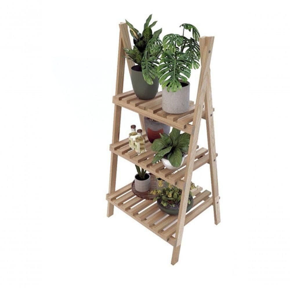 Prateleira De Madeira Vertical Para Plantas E Decorações