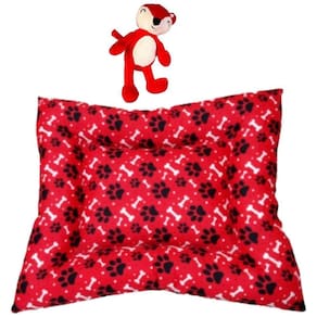 Kit Almofadão E Pelúcia Para Cães E Gatos - Vermelho