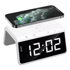 Carregador Indução + Relógio Despertador (BRANCO)