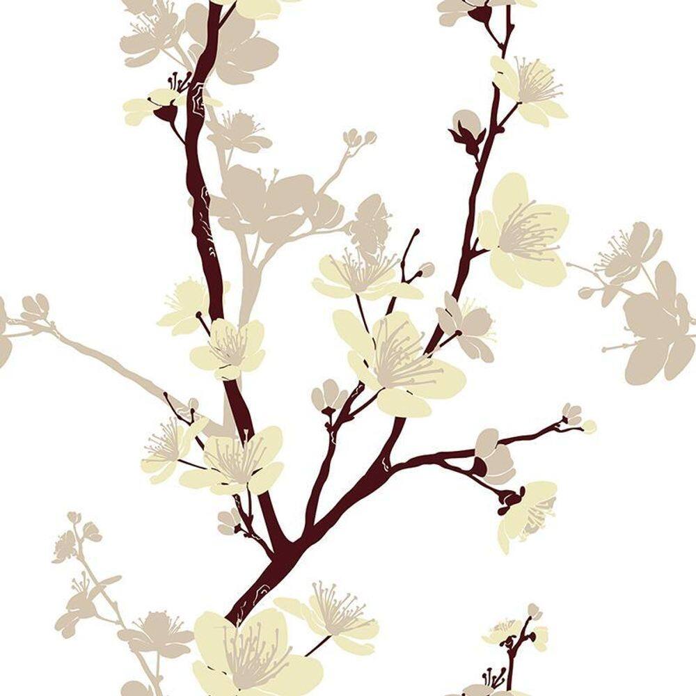 Papel De Parede Adesivo Floral Flor Bege 160