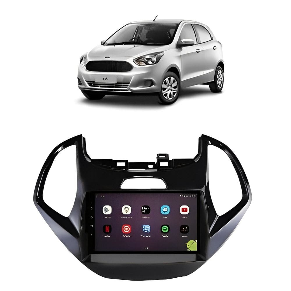 Kit Multimidia Ka 2014 / 2018 Mold Black Android 7 Pol 2/32GB Carplay - 701K FirstOption