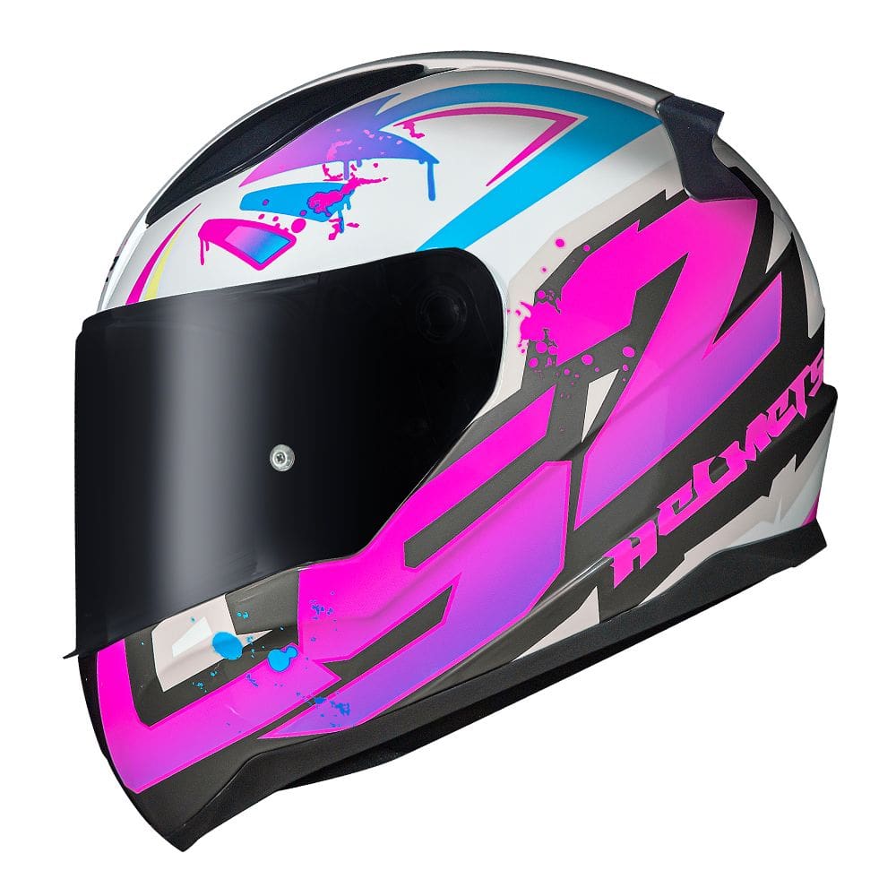Capacete LS2 FF353 Rapid Tagline Branco e Rosa