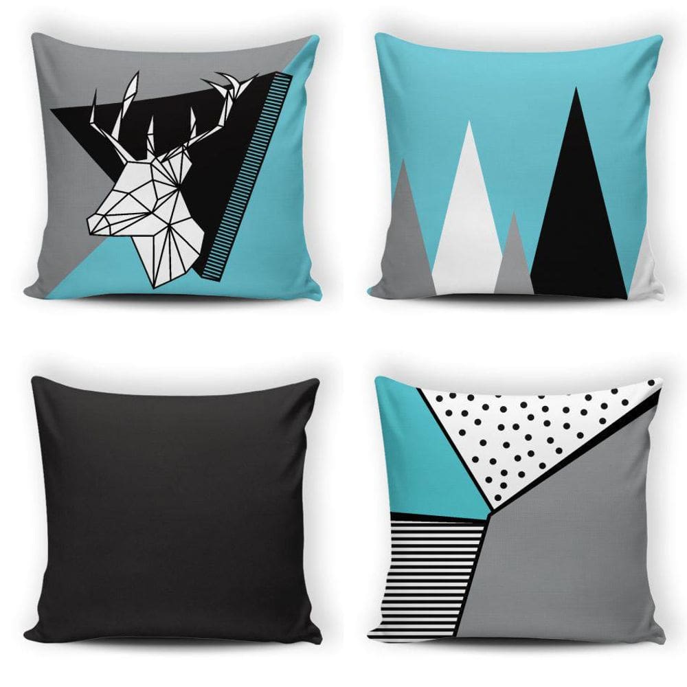 Kit 4 Capas De Almofada Modern Print 42 Cm X 42 Cm - 067