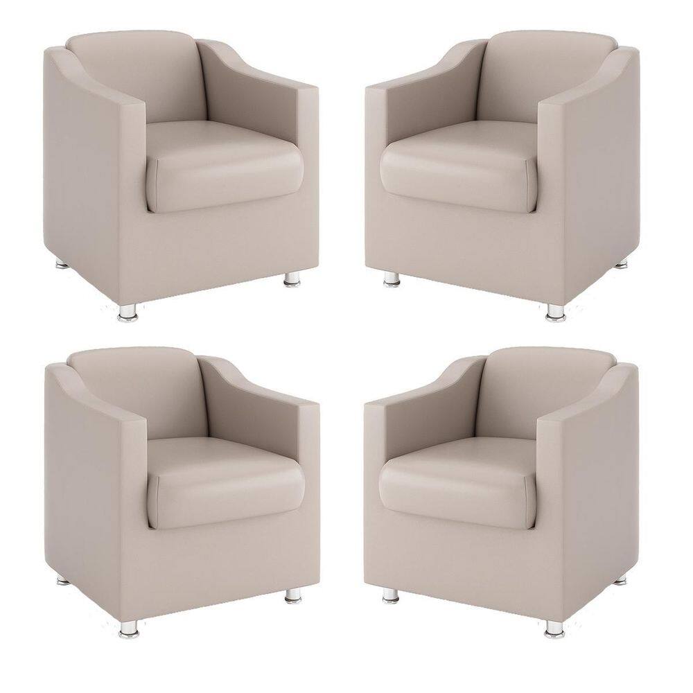 Kit 4 Poltronas Decorativas Consultorio Recepção Sala Espera