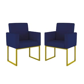 Kit 02 Cadeiras Poltrona Decorativa Sala Quarto Base Dourado