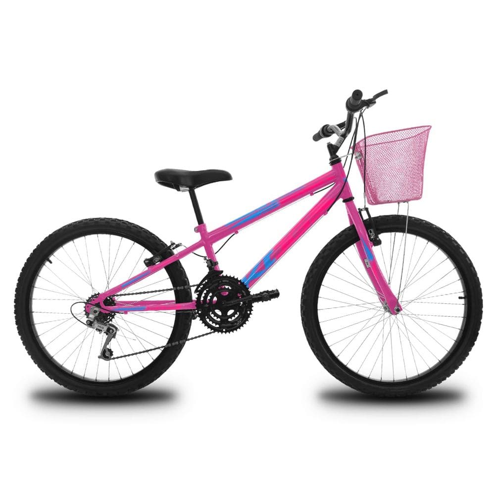 Bicicleta Infantil Aro 24 KOG Feminina 18V Cestinha Vbrake