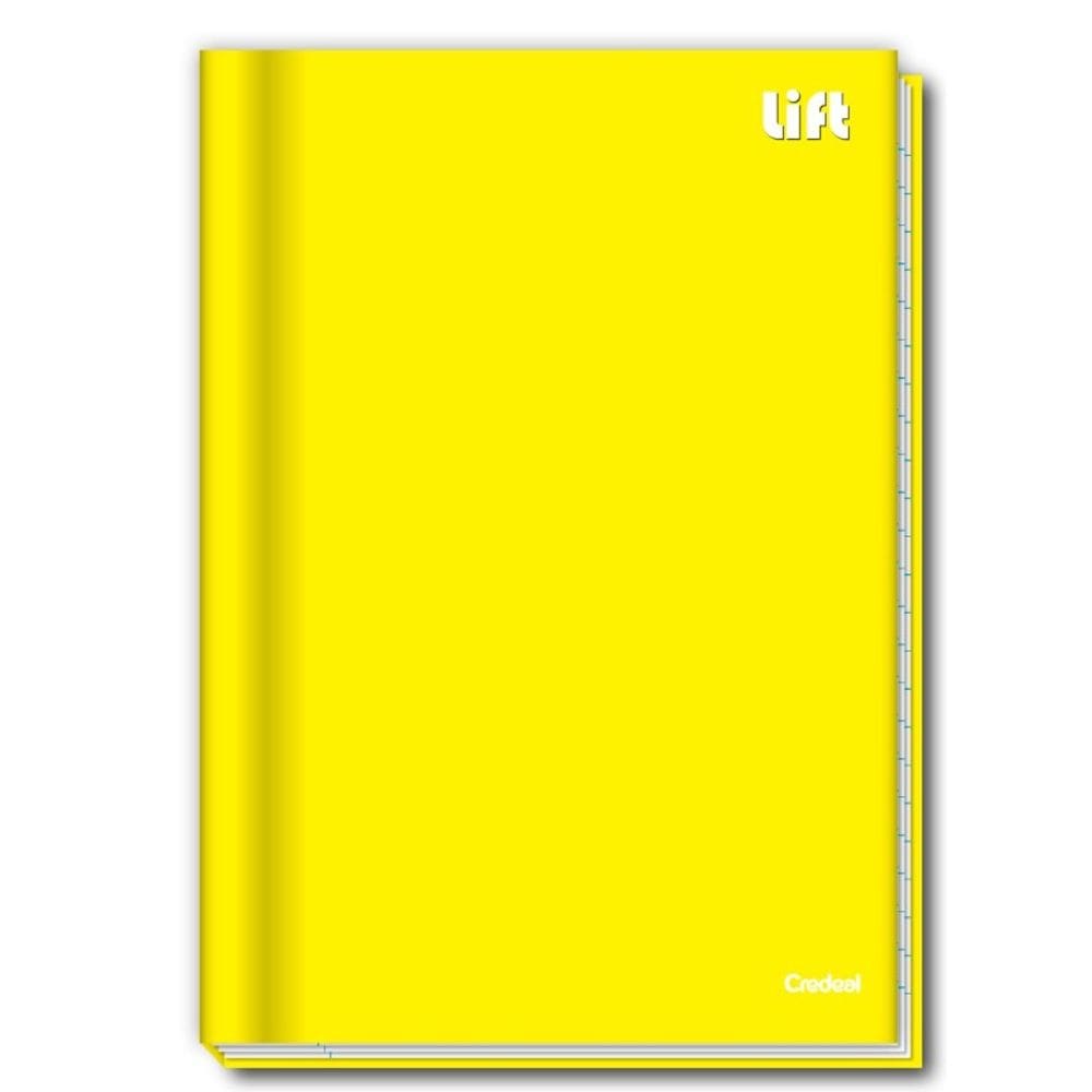 Kit C/5 Cadernos Credeal Costurado Capa Dura 96F 1/4 Litf Amarelo