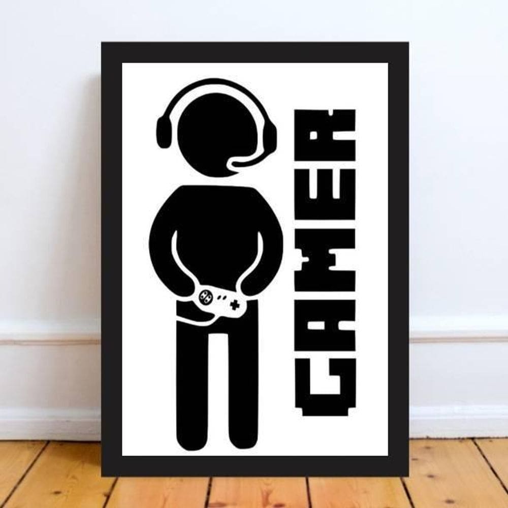 Quadro Decorativo Gamer 45X34Cm Moldura Preta