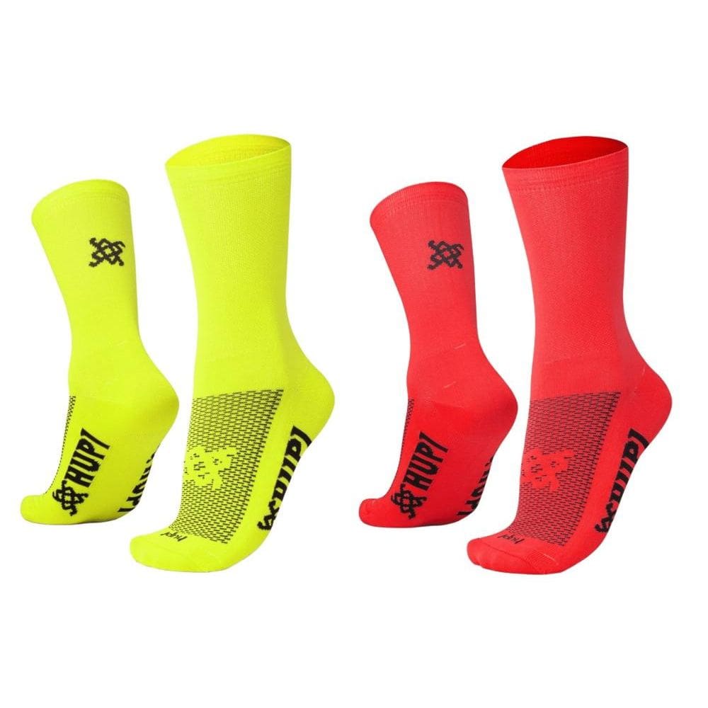 Kit 02 Pares Meia HUPI Corrida Bike Lisa Cano Médio, Tam 36-42