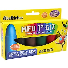 Giz de Cera Gizão 06 Cores Meu Primeiro GIZ de Cera Acrilex