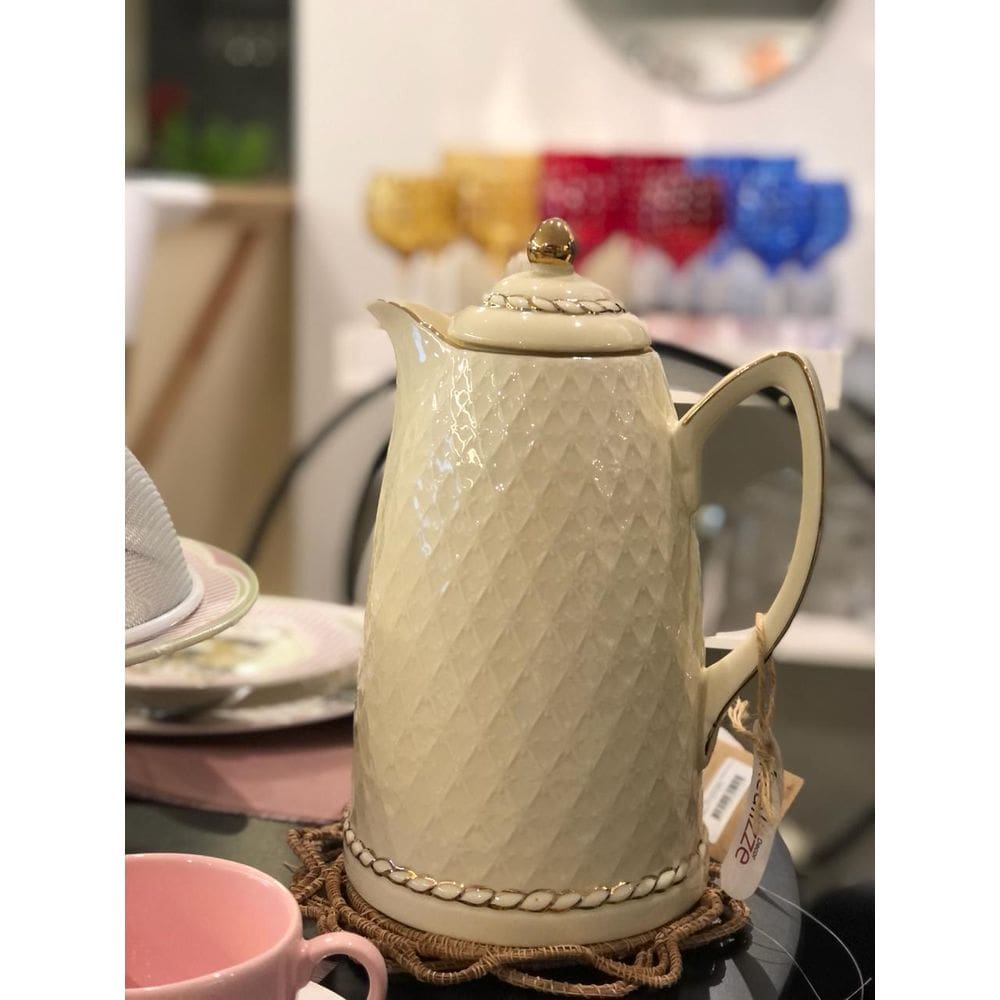 GARRAFA TERMICA PORCELANA RENDA CREME 28cm 900ml