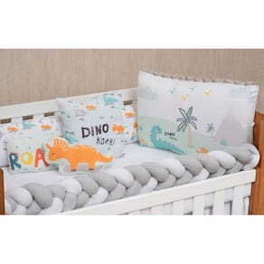 Kit Enxoval De Berço Masculino Trança Dino Bob 11 Peças