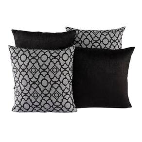 Kit 4 Almofadas Jacquard Decorativas 40X40 Preto - 007