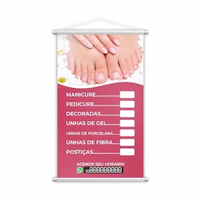Banner Nail Design Manicure E Pedicure Contato 60X40Cm