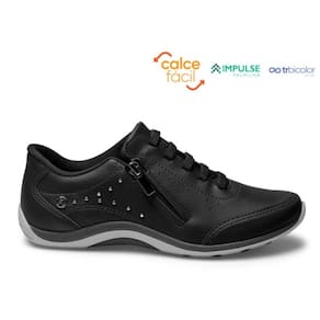 tenis feminino kolosh casual preto com ziper detalhe lateral