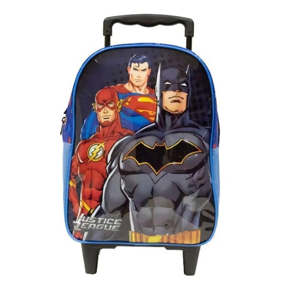 Mochila Escolar Infantil com Rodinhas Liga da Justiça 10730 Azul - Xeryus