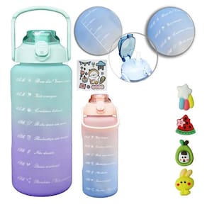 Kit Garrafa De Água Esportiva 2L + 700 Ml Marcador De Tempo