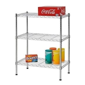 Estante Aço 3 Prateleiras Cromada Aramada 90 Cm + Rodízio