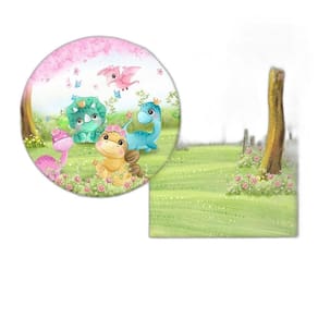 Kit Painéis Casadinho Tecido 3D Dino Baby Menina Fpc-411