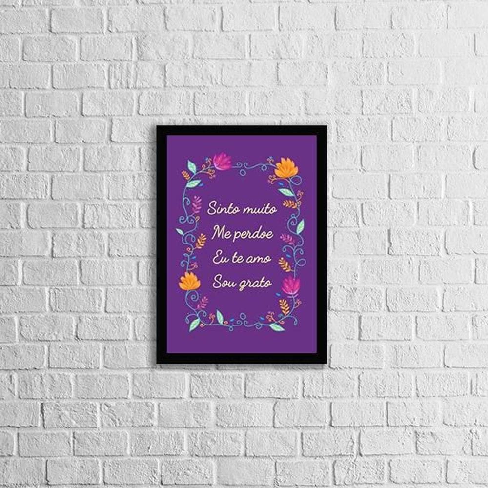 Quadro Hooponopono Te Amo Roxo 24X18Cm