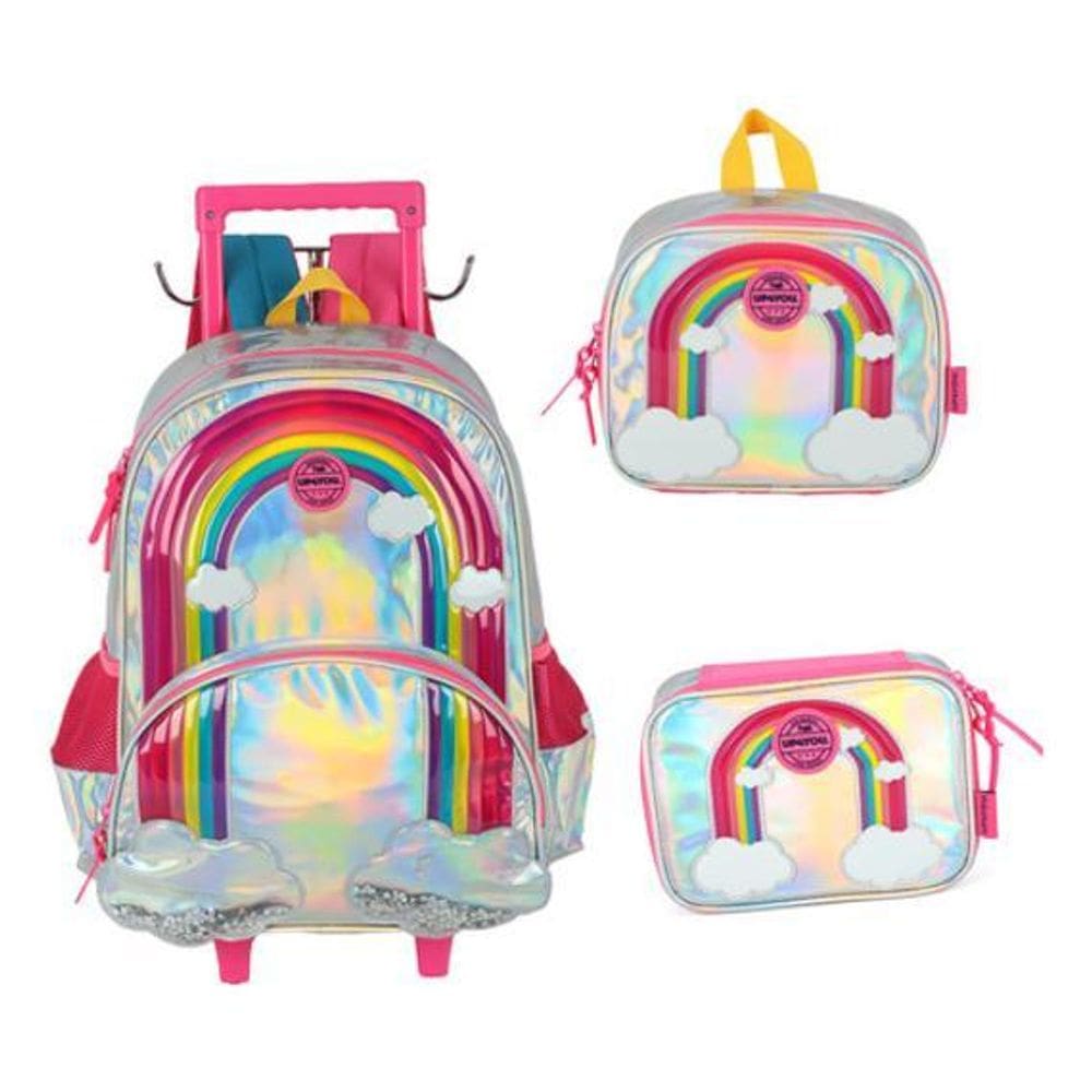 Kit Mochila Carrinho Arco Íris Metalizado  Up4You