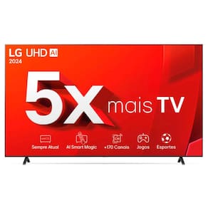 Smart TV 4K 86  LG UHD 86UT8050 Processador A5 Ger7 AI Alexa/Chromecast integrado webOS 24 Controle Smart Magic