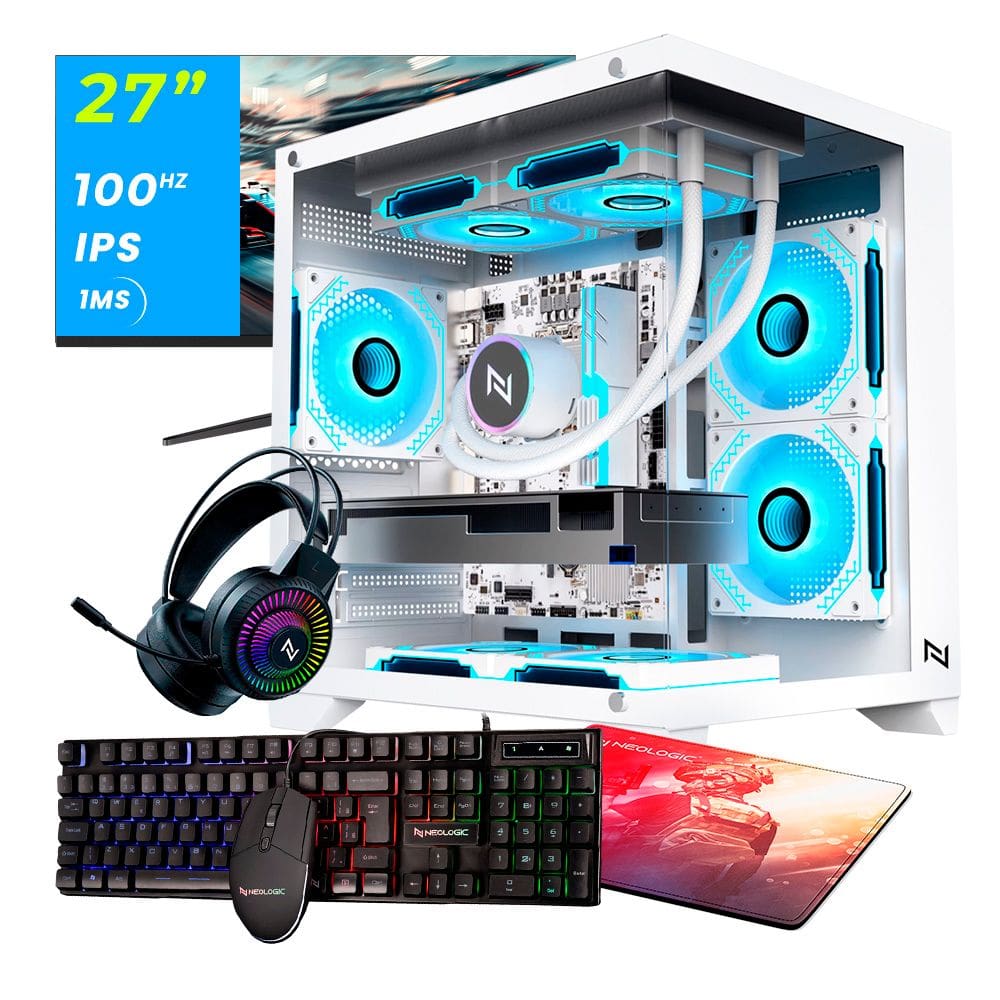 Pc Gamer Completo Ryzen 5 5600GT, 16GB 3200Mhz, (Radeon Vega 7 Integrado), A520M DX, SSD 1TB M.2, 500W 80 Plus, Monitor 27 100Hz, Neologic - NLI89119