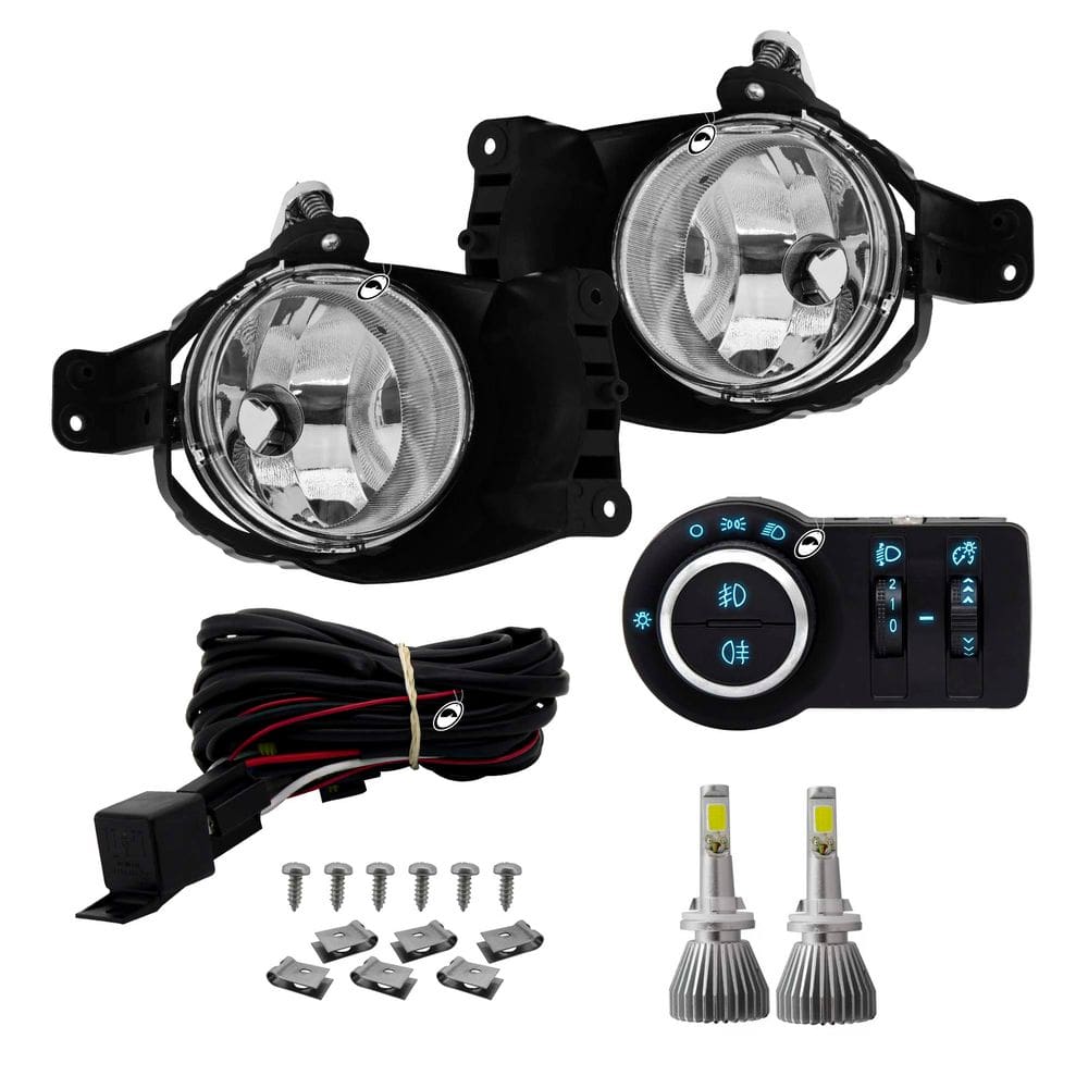 Kit Farol de Milha Neblina Onix 2012 até 2014 Prisma Cobalt e Spin 2013 até 2015 Botão Painel Bipartido Azul + Kit Lâmpada Super LED 6000K