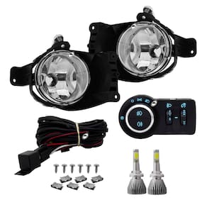 Kit Farol de Milha Neblina Onix 2012 até 2014 Prisma Cobalt e Spin 2013 até 2015 Botão Painel Bipartido Azul +  Kit Lâmpada Super LED 6000K