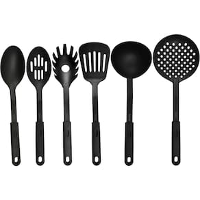 Conjunto Utensílios Cozinha Nylon Black Luxo Elegante 6Peças