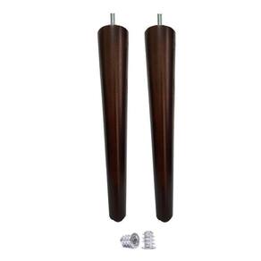 Kit 2 Pé Palito 30Cm Sofá Mesa Marrom Escuro + Bucha