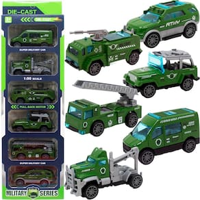 Kit 6 Carrinhos De Brinquedo Exército Miniatura Colecionável