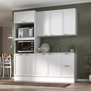 Cozinha Compacta 3 Peças 1 Aéreo 1 Balcão 1 Paneleiro Torre Quente Soho Cabecasa Madeiramadeira Branco/Branco