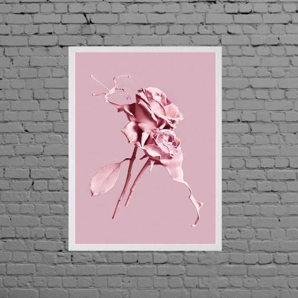 Quadro Decorativo Rosas Rosa 24X18Cm