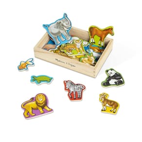 Ímãs de animais de madeira Melissa & Doug 20 em caixa com certificação FSC
