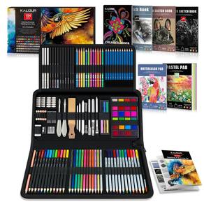 Conjunto de materiais de arte KALOUR 154 unidades para esboçar e desenhar com livro