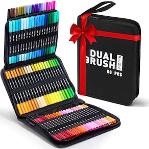 Canetas marcadoras ALEMHOP Dual Brush 80 cores, arte com estojo