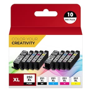 Cartuchos de tinta Upsek PGI-250XL CLI-251XL 10 cores Canon 250 251